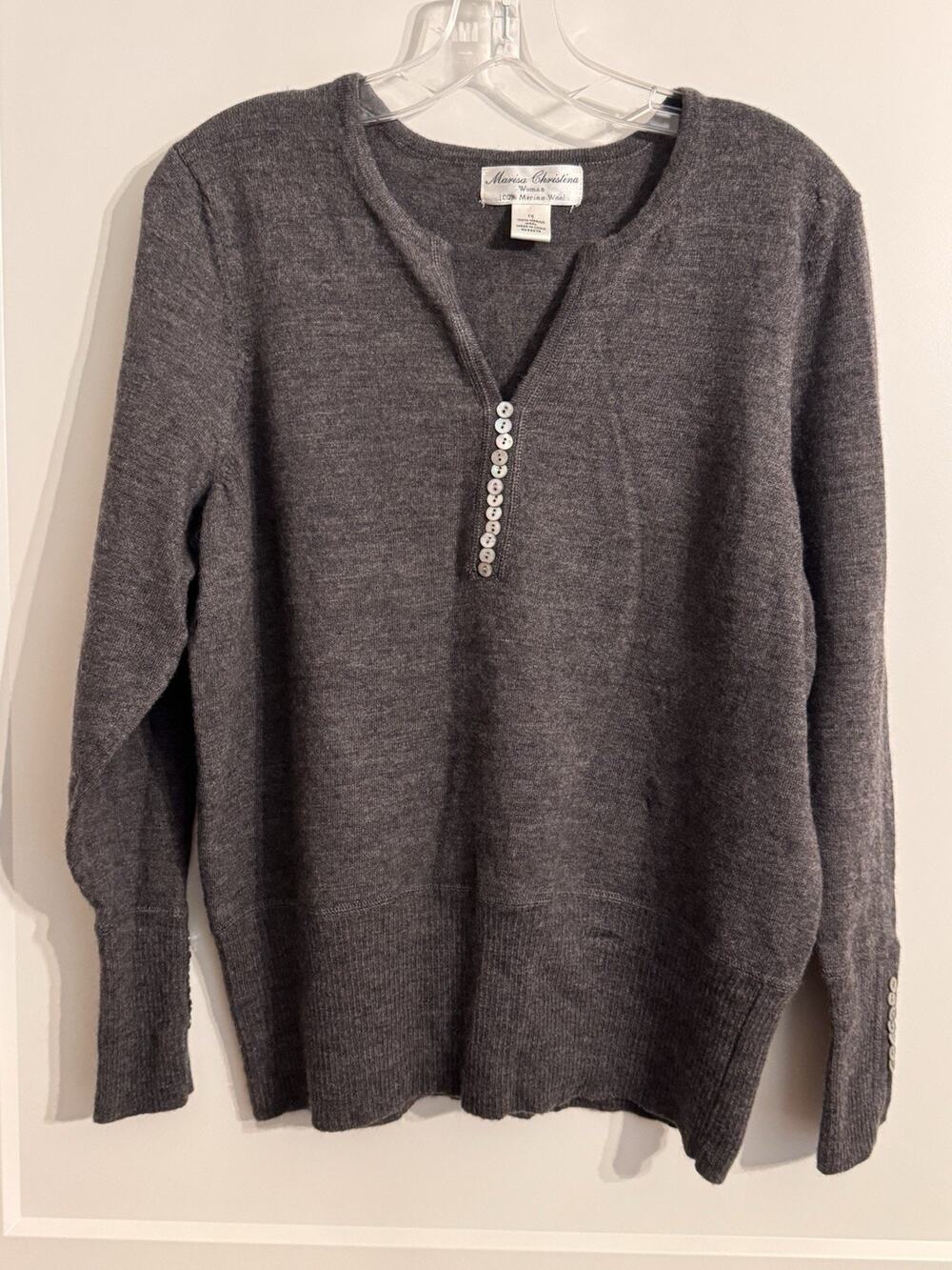 Marisa Christina 1X Italian Merino Wool Sweater Office Old Money Dark Academia